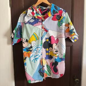 Upcycled Handmade | Reworked Button down shirt made with 90s Disney Sheets | XL